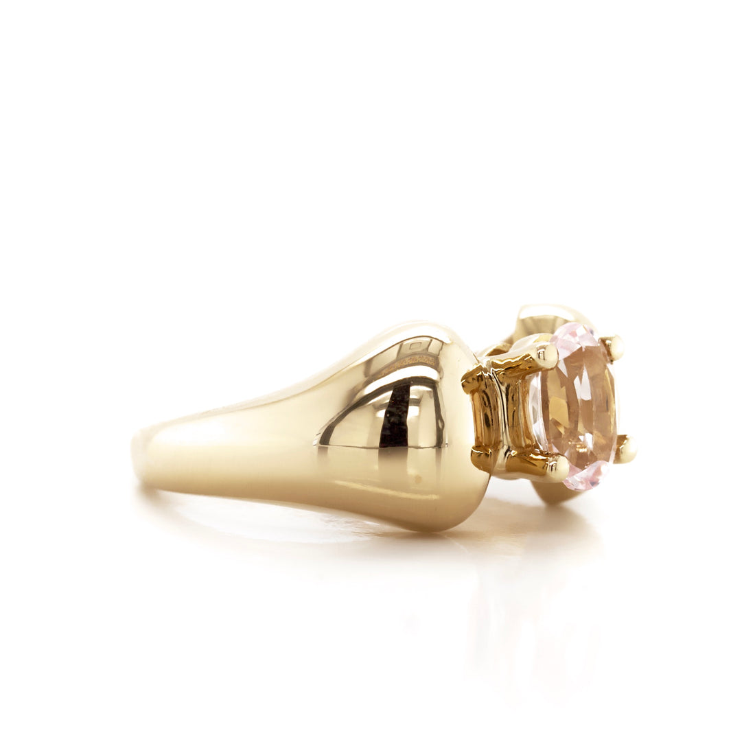 14k Yellow Gold Pink Oval Fashion Ring