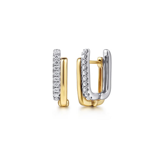 Diamond Double Row Cushion shaped Huggie