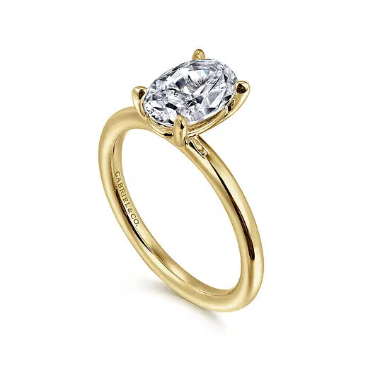 14K Yellow Gold Oval Solitaire Engagement Ring