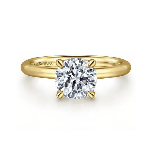 14K Yellow Gold Round Solitaire Engagement Ring