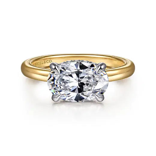 14K White-Yellow Gold Oval Diamond Engagement Ring