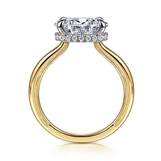 14K White-Yellow Gold Oval Diamond Engagement Ring