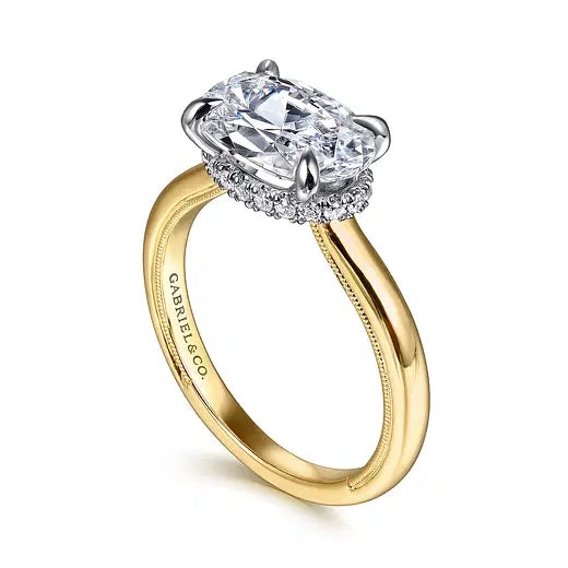 14K White-Yellow Gold Oval Diamond Engagement Ring