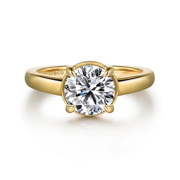 14K Yellow Gold Round Diamond Engagement Ring