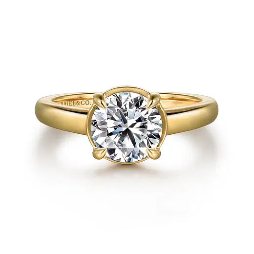 14K Yellow Gold Round Diamond Engagement Ring