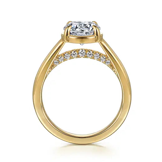 14K Yellow Gold Round Diamond Engagement Ring