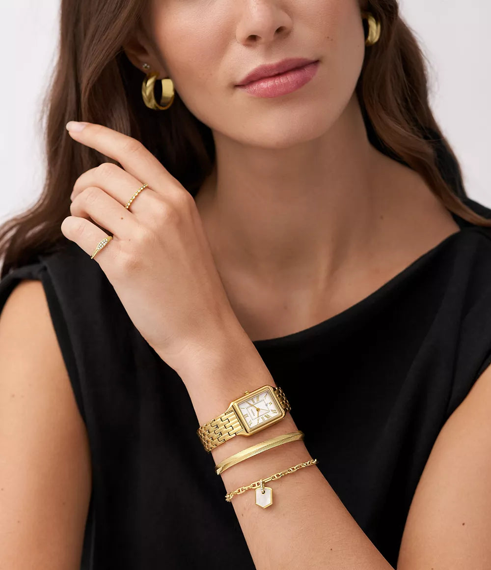 Raquel Gold & Green Stainless Steel Watch