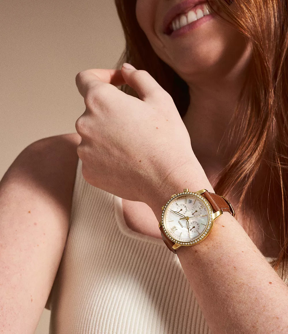 Neutra Chronograph Medium Brown Leather Watch