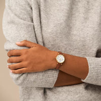 Carlie Three Hand Medium Brown Leather Watch