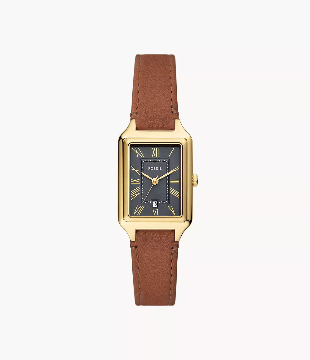 Raquel Three-Hand Brown Leather Watch