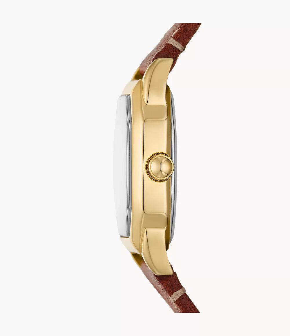 Harlow Three-Hand Brown Leather Watch