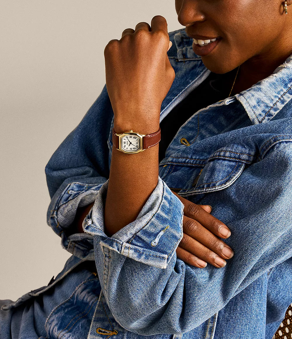 Harlow Three-Hand Brown Leather Watch