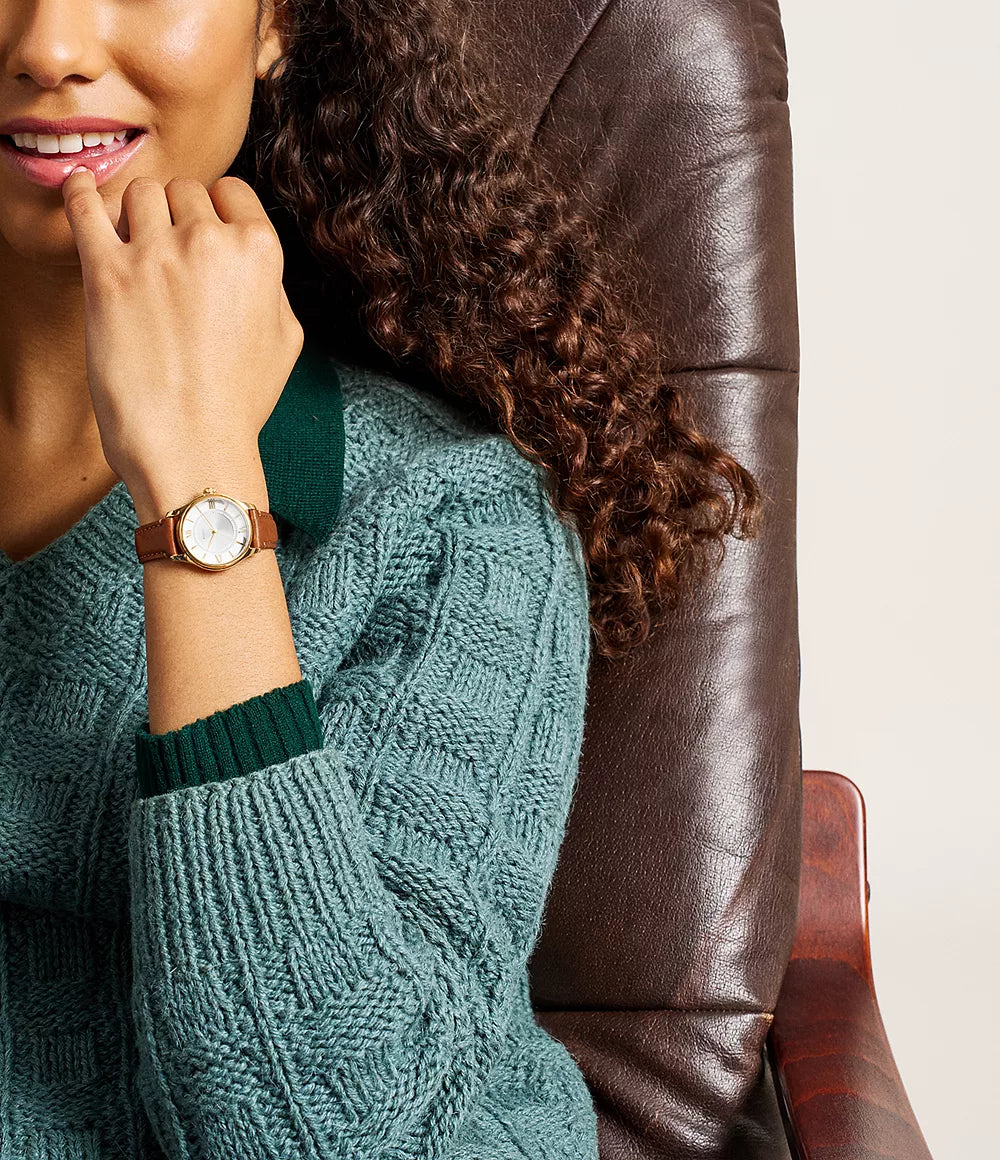 Gilmore Three-Hand Brown Leather Watch