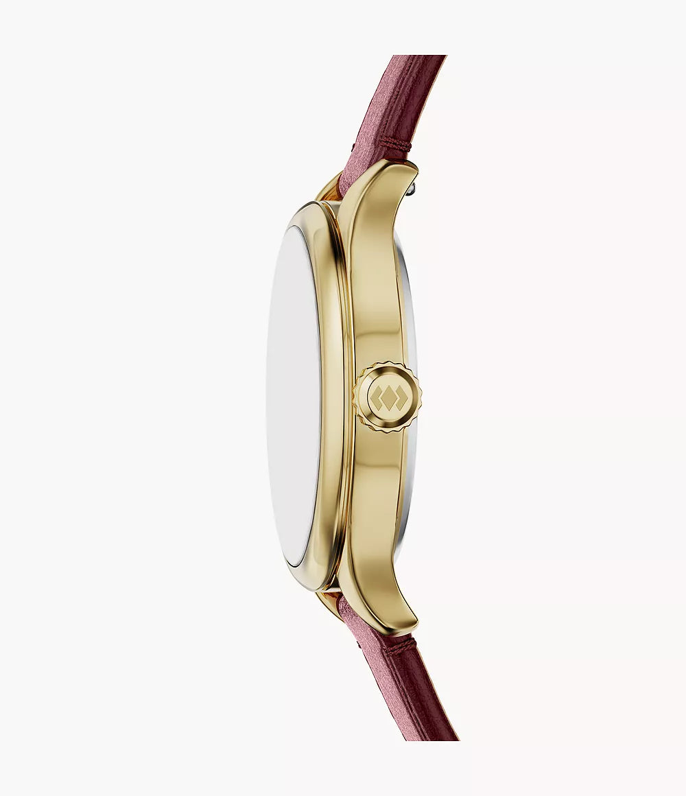Gilmore Three-Hand Red Leather Watch
