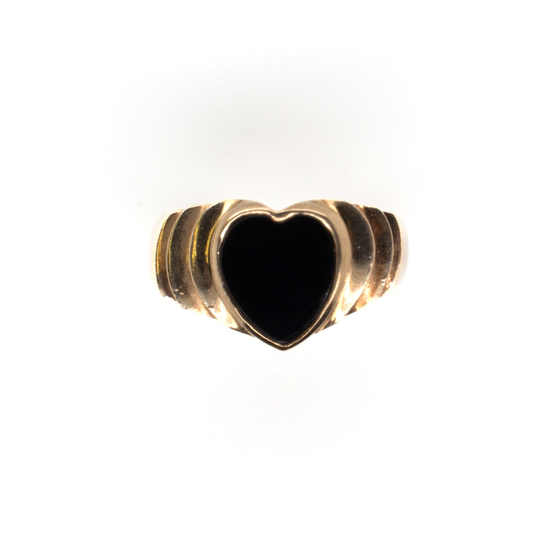 10k Yellow Gold Black Onyx Heart Ring