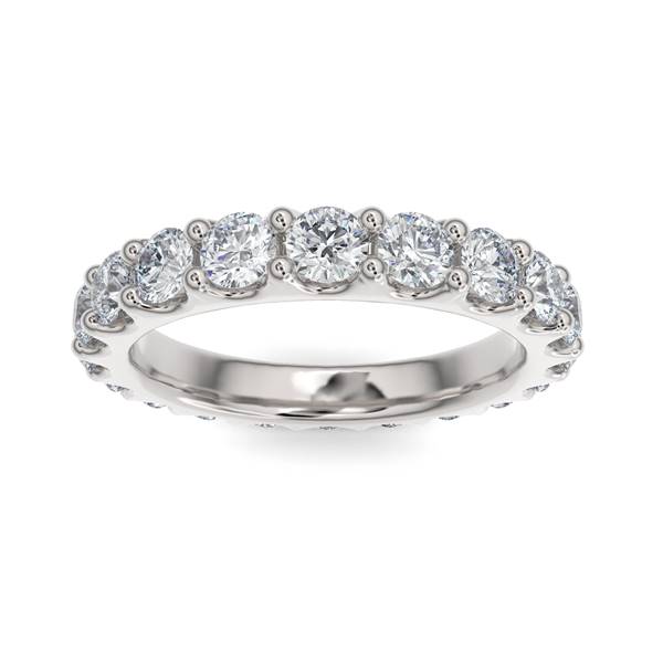 14K Gold Diamond Scalloped Eternity Wedding Band