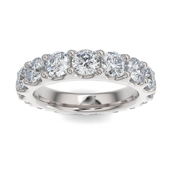 14K Gold Diamond Scalloped Eternity Wedding Band