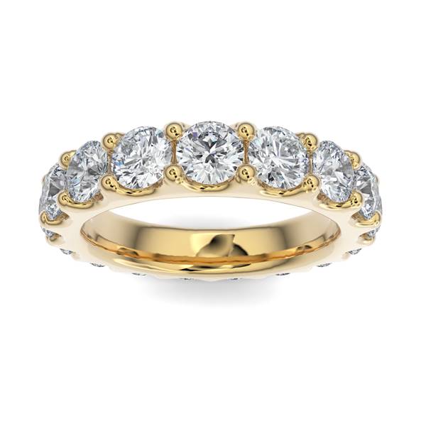 14K Gold Diamond Scalloped Eternity Wedding Band