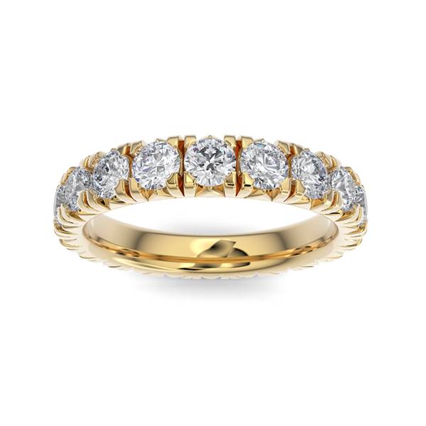 14K Gold Diamond French Pave Eternity Wedding Band