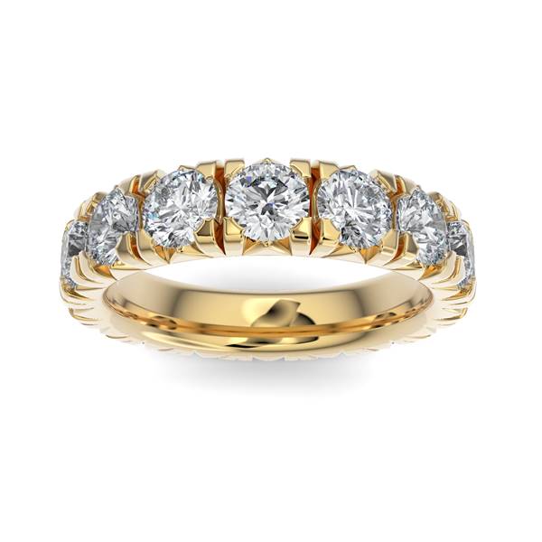14K Gold Diamond French Pave Eternity Wedding Band