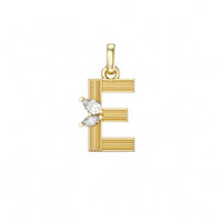 14K Yellow Gold Diamond Initial Necklace
