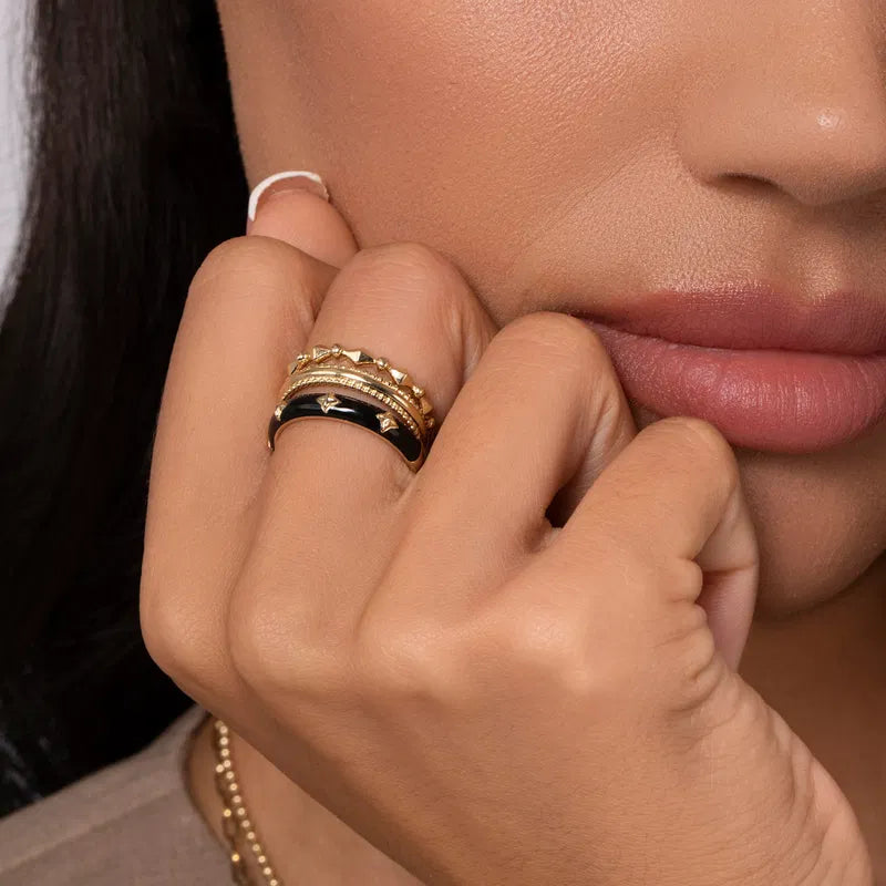 Black Enamel Stackable Ring
