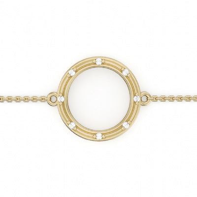 14k Yellow Gold Diamond Frosted Top Bracelet