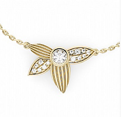 14K Yellow Gold Diamond Flower Necklace