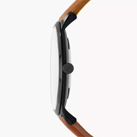 Minimalist Slim Three-Hand Light Brown Leather Watch