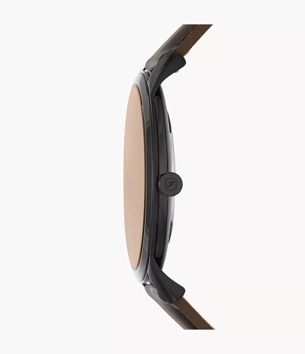 Minimalist Three-Hand Brown Leather Watch