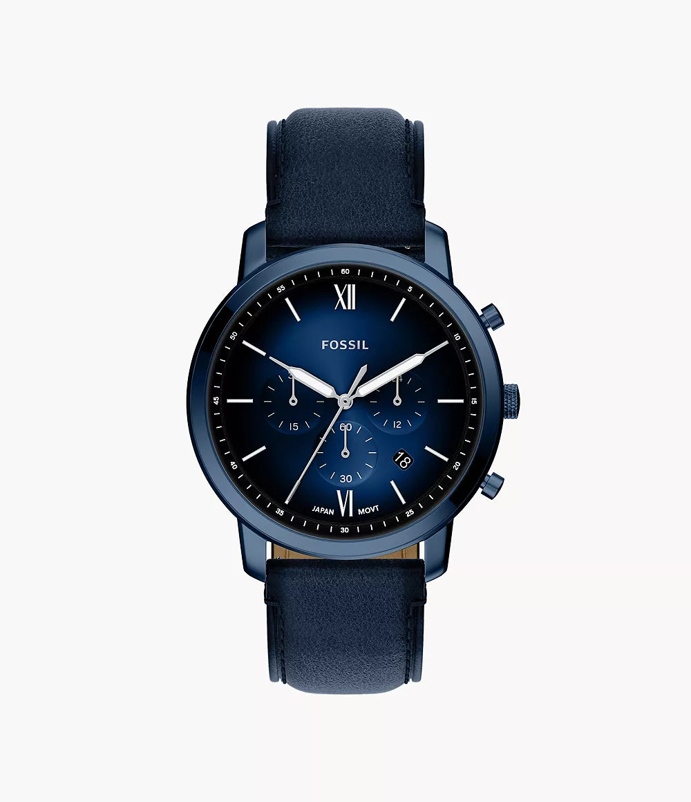 Neutra Chronograph Navy Leather Watch