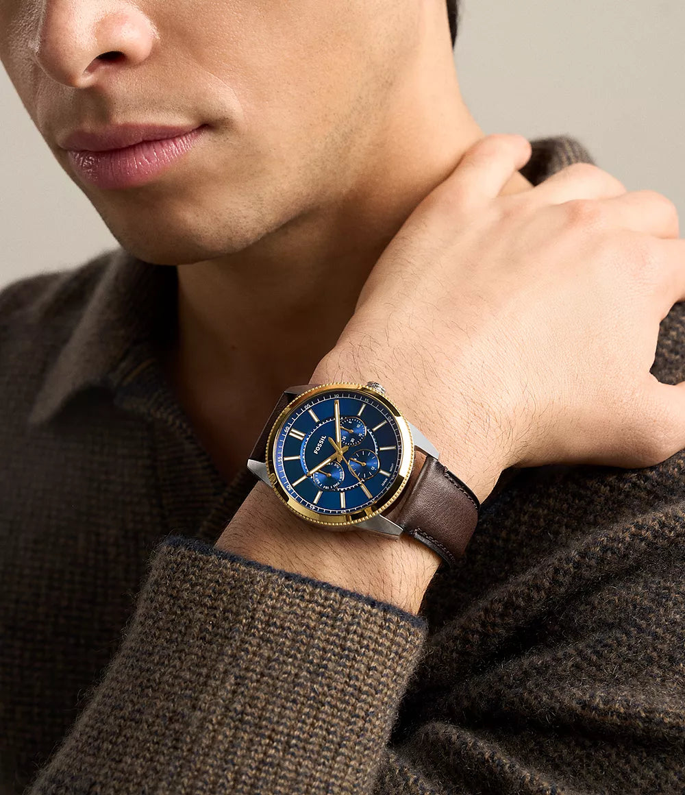 Pearson Multifunction Brown Leather Watch