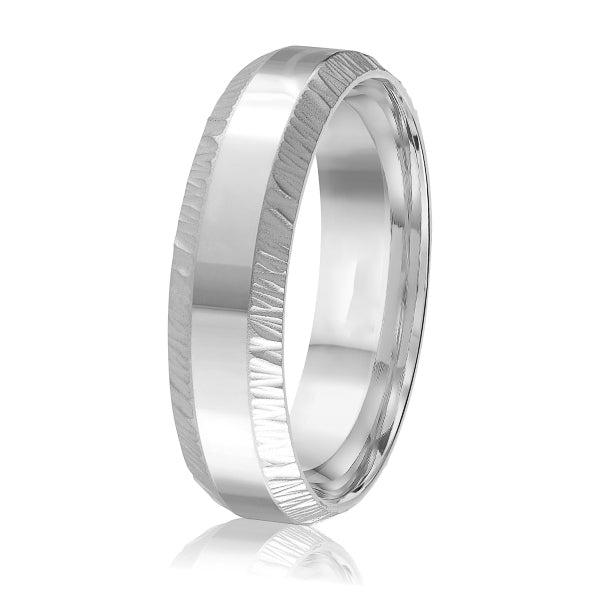 14K Gold Beveled Wedding Band