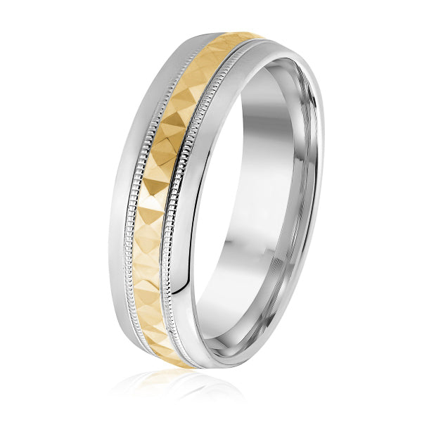 14K Gold Textured Wedding Band