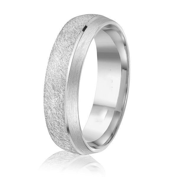 14K Gold Scratched Wedding Band