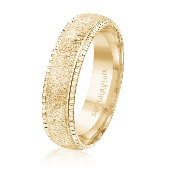 14K Gold Scratched Wedding Band