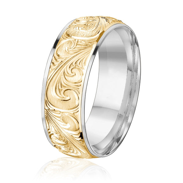 14K Yellow Gold Filigree Wedding Band