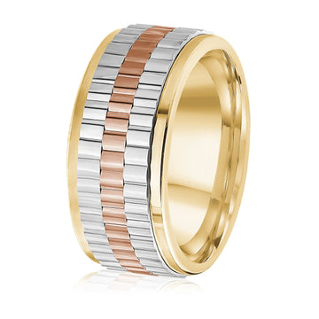 14K Gold Tri-Coloured Wedding Band