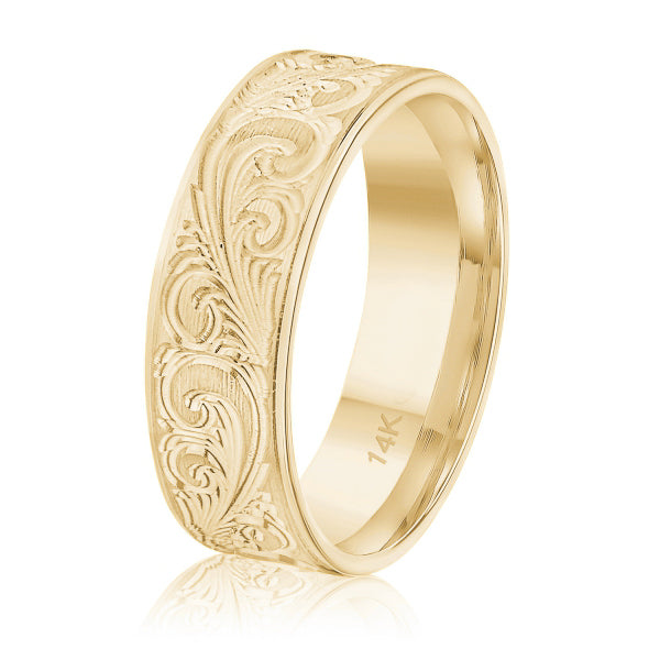 14K Gold Filigree Wedding Band
