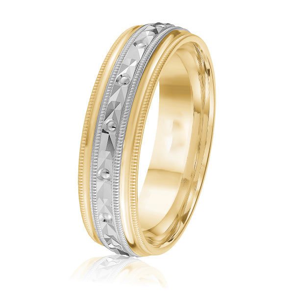 14K Gold Diamond Cut Wedding Band
