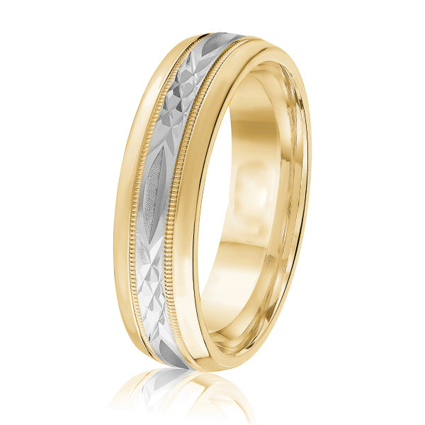 14K Gold Diamond Cut Wedding Band