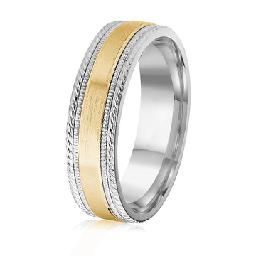 14K Gold Two Tone Wedding Band