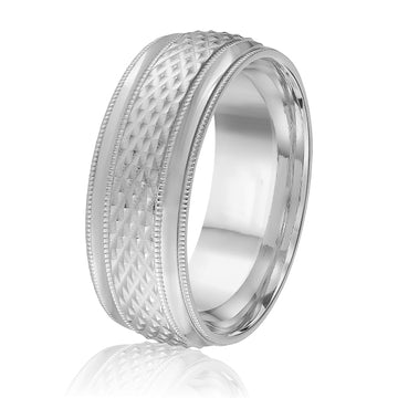 14K Gold Patterned Wedding Band