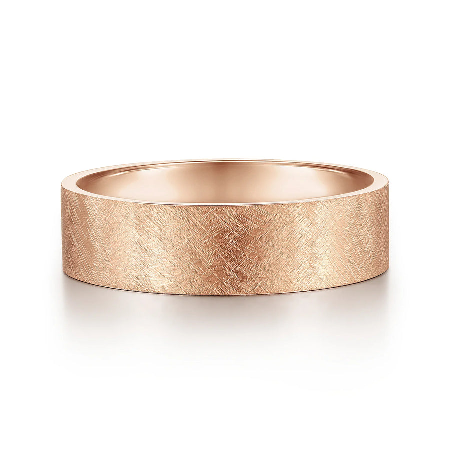 14K Gold Brushed Finish Wedding Band