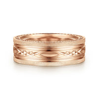 14K Gold Carved Wedding Band