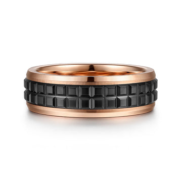 14K Gold Two Tone Beveled Edge Wedding Band