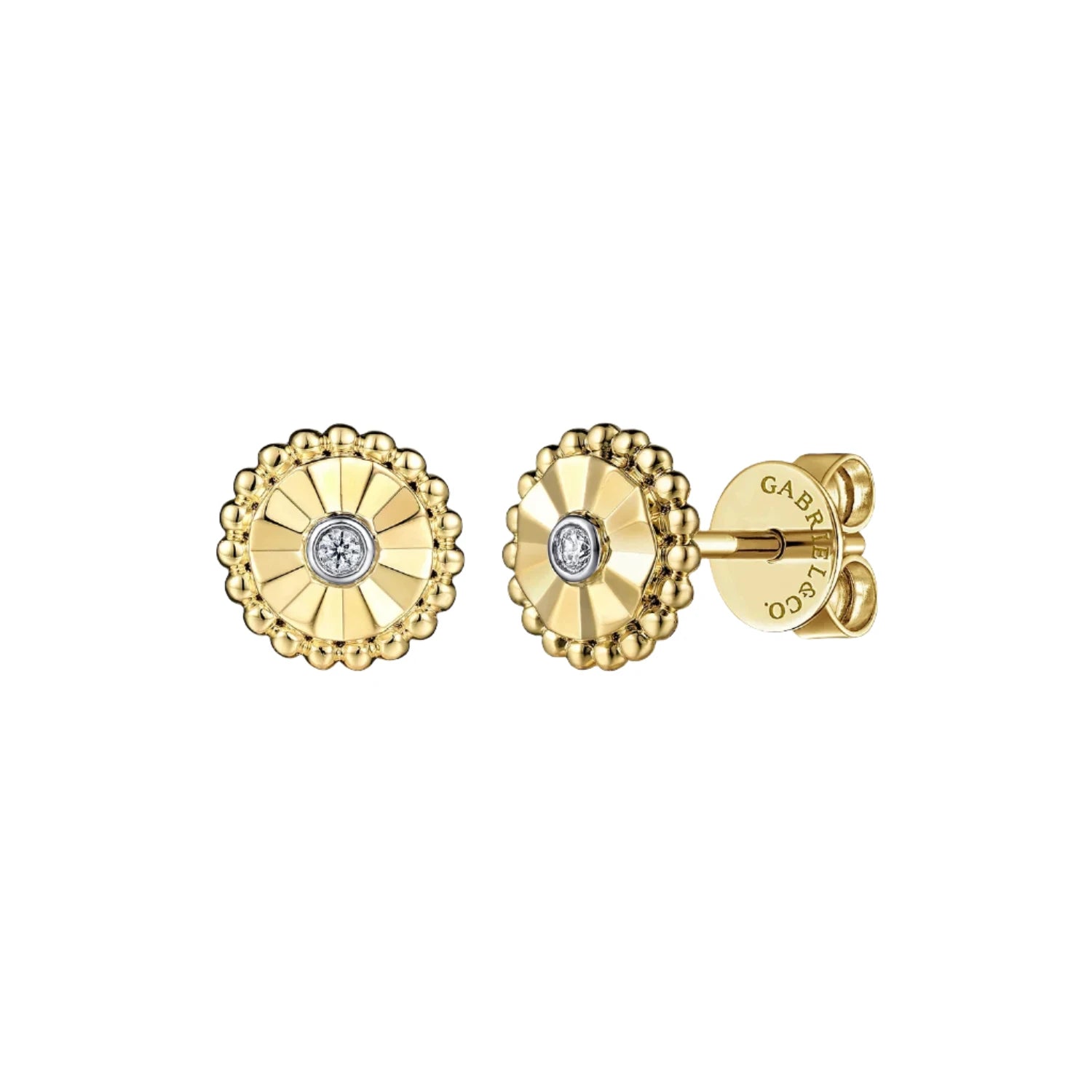 Disk Diamond Stud Earrings