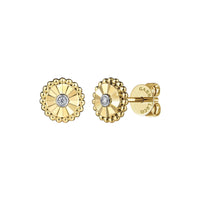 14K White And Yellow Gold Diamond Stud Earrings