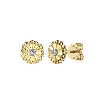 14K White And Yellow Gold Diamond Stud Earrings