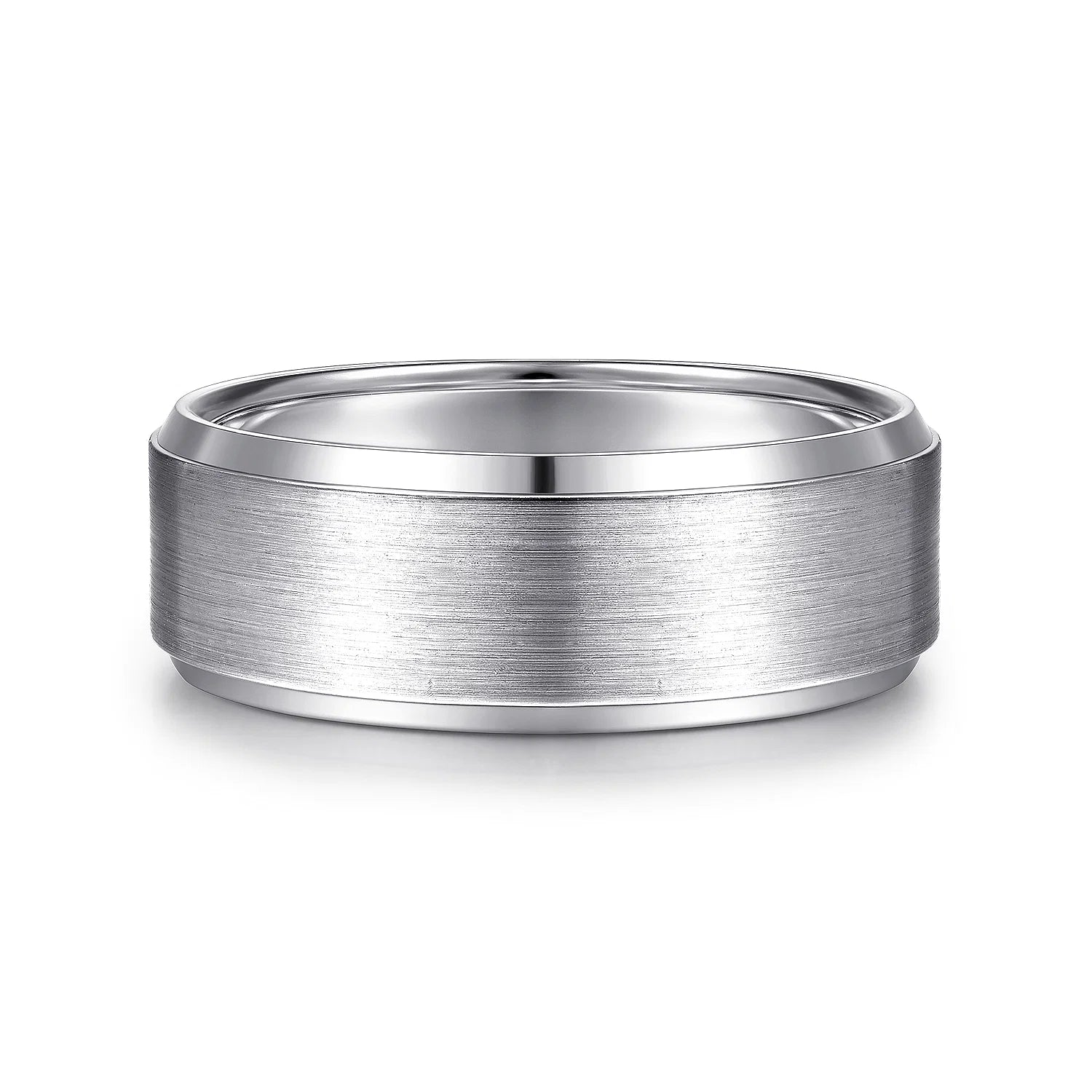 14K Gold Two Tone Beveled Edge Wedding Band